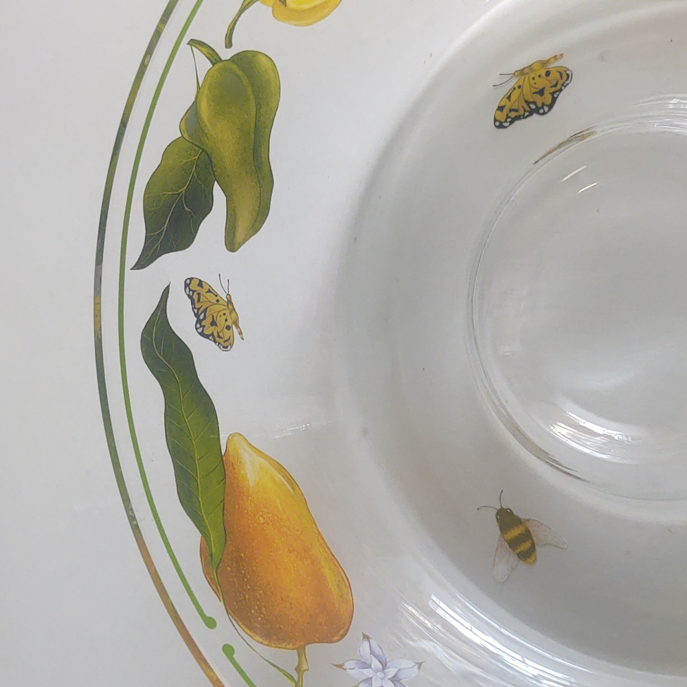 Lynn Chase 11" Hand-Painted Butterfly Fruit Clear Serving Bowl | Vintage - Picture 5 of 14